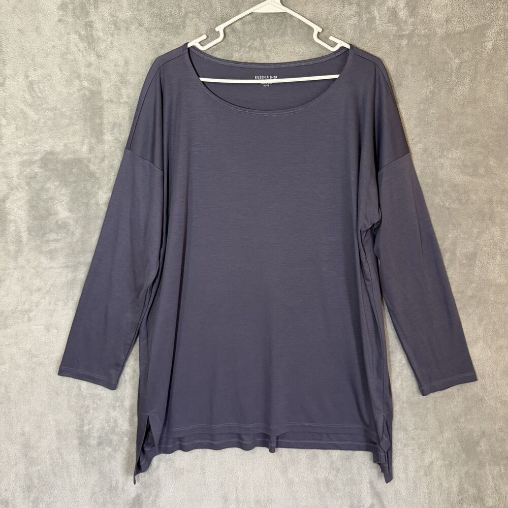 Eileen Fisher Slate Blue Long Sleeve Tunic Top